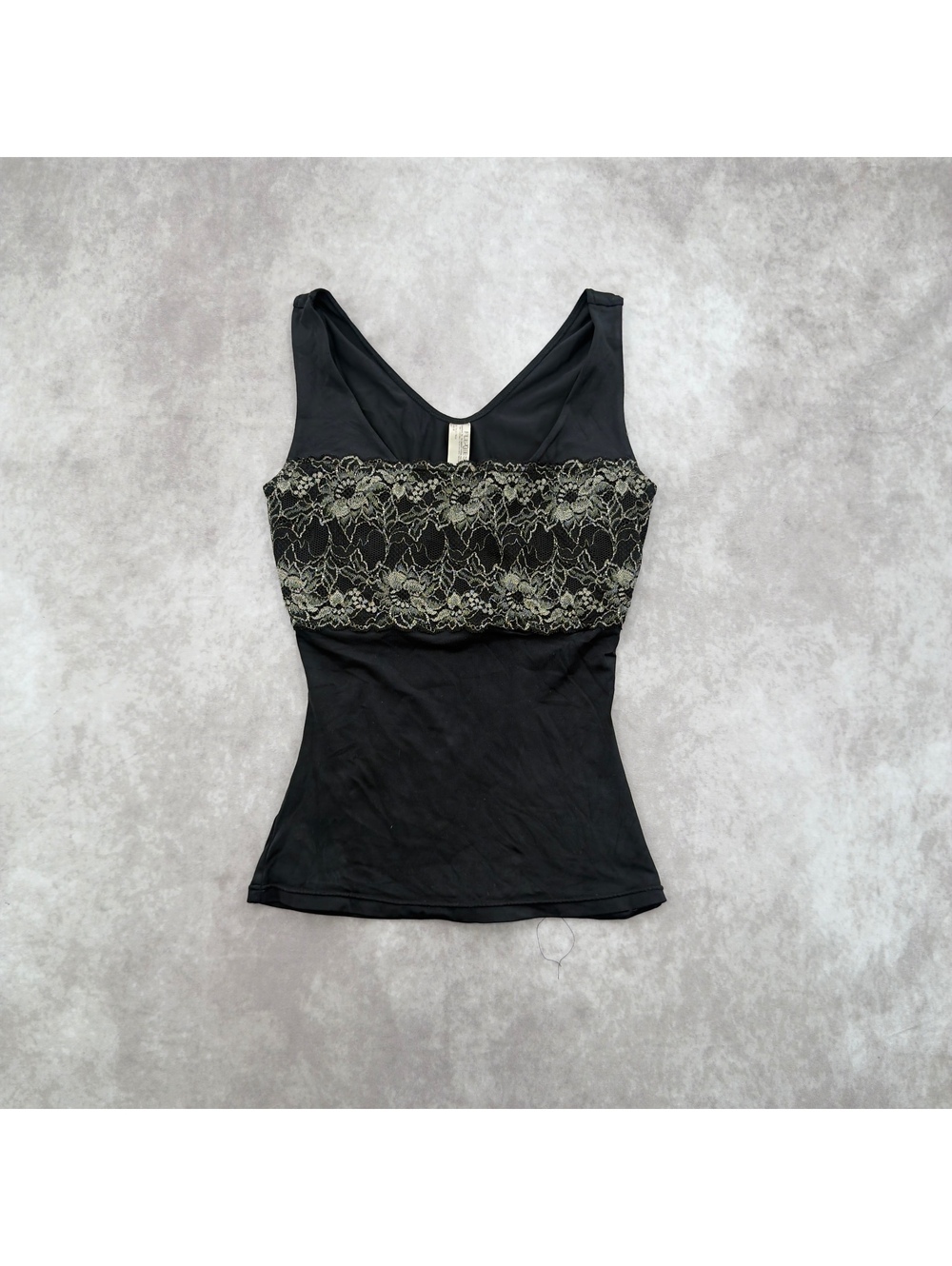 Y2K Flexees Black Lace Trim Shapewear Camisole Size M